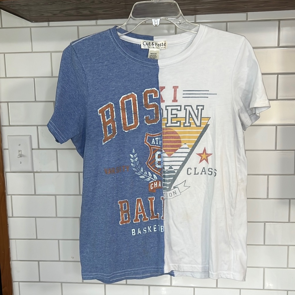 Cut and Paste Designed in California Blue and White Graphic Tee. Sz M.